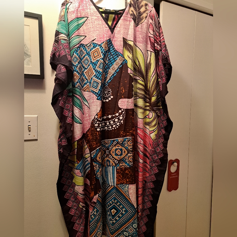 Colorful Patterned Kaftan Dress